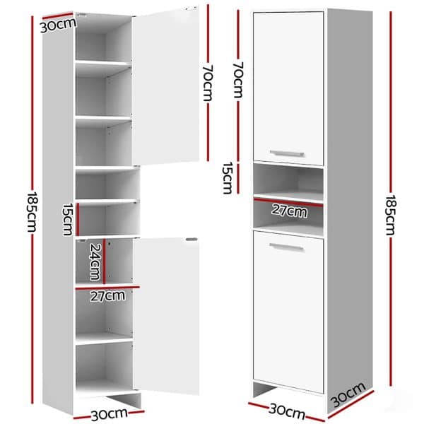 Artiss Bathroom Cabinet Storage 185cm White - Image 2