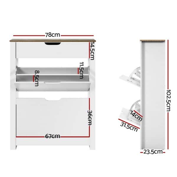 Artiss Shoe Rack Cabinet 16 Pairs White Ana - Image 2