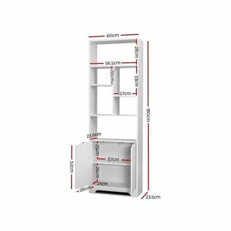 Artiss Bookshelf with Cabinet - GINA White - Image 2