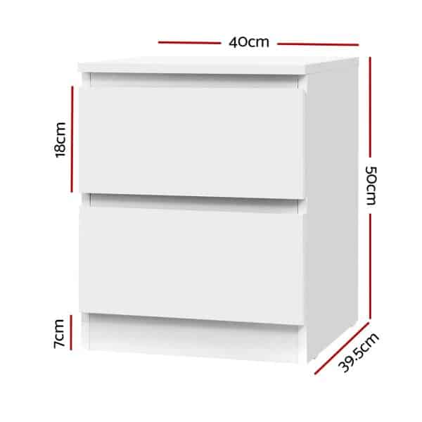 Artiss Bedside Table 2 Drawers - PEPE White - Image 2