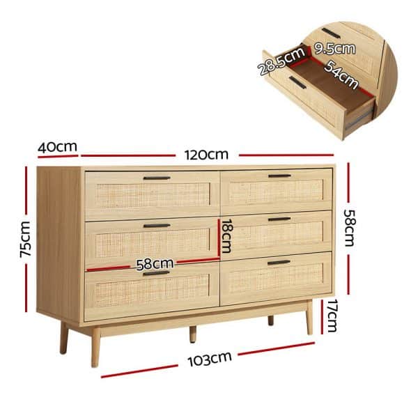 Artiss 6 Chest of Drawers - BRIONY Oak - Image 2