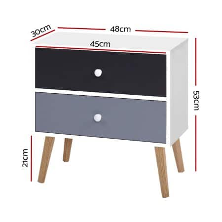 Artiss Bedside Table 2 Drawers - BONDS White - Image 2