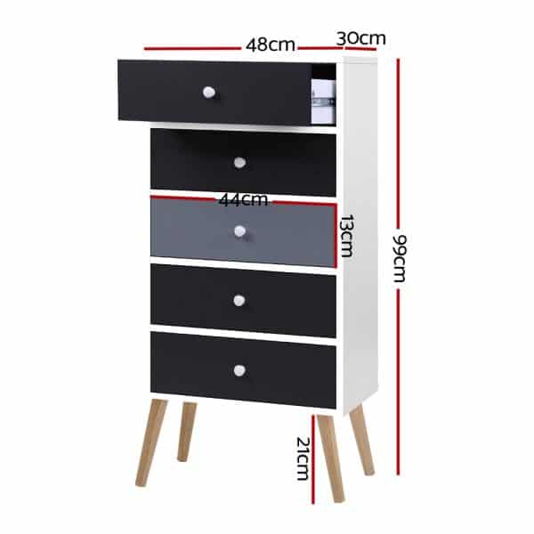 Artiss 5 Chest of Drawers - BONDS White - Image 2