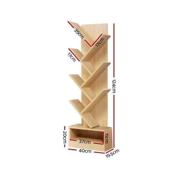 Artiss Tree Bookshelf 7 Tiers - ECHO Oak - Image 2
