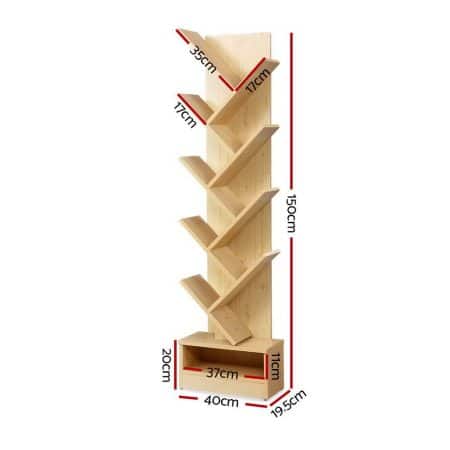 Artiss Tree Bookshelf 9 Tiers - ECHO Oak - Image 2
