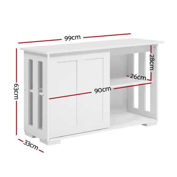 Artiss Buffet Sideboard Sliding Doors - SERA White - Image 2