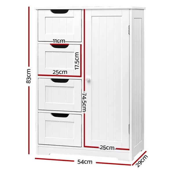 Artiss Bathroom Cabinet Storage Drawers White - Image 2