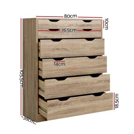 Artiss 6 Chest of Drawers - MYLA Oak - Image 2