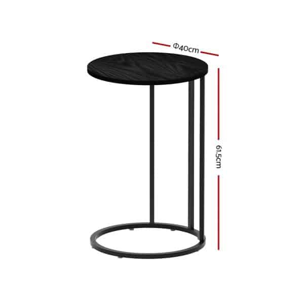 Artiss Coffee Table Side Table Round Black Martha - Image 2