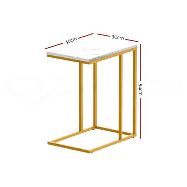 Artiss Coffee Table Side Table Marble Effect Emma - Image 2
