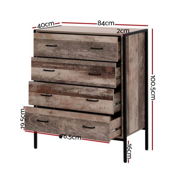 Artiss 4 Chest of Drawers - BARNLY - Image 2