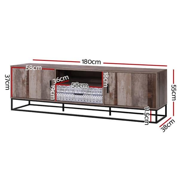 Artiss TV Cabinet Entertainment Unit 180cm Industrial - Image 2