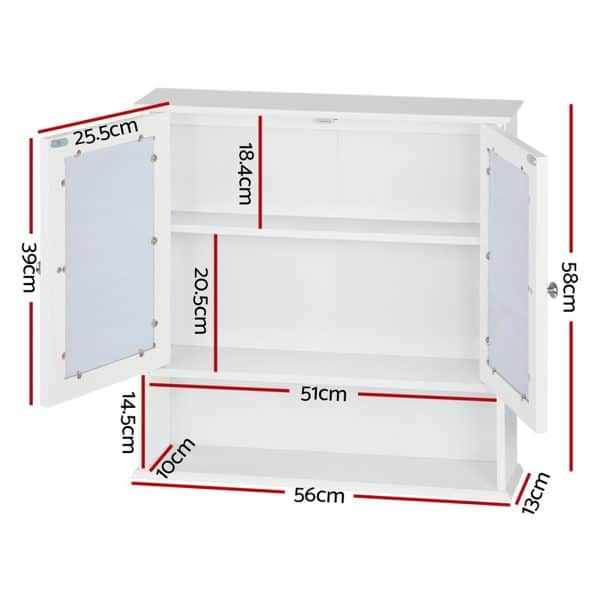 Artiss Bathroom Mirror Cabinet Storage Cupboard - Image 2