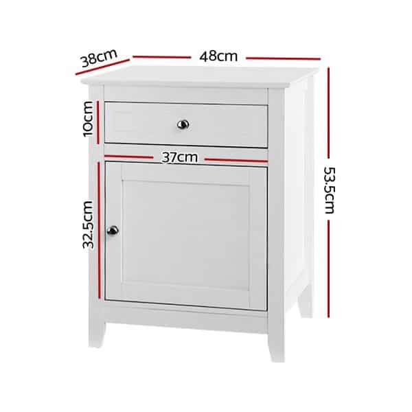 Artiss Bedside Tables Side Table Drawers Nightstand White - Image 2
