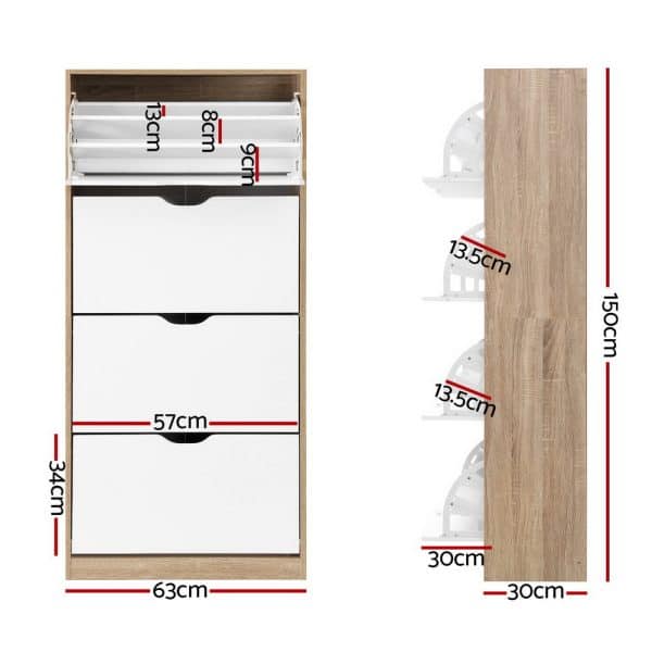 Artiss Shoe Rack Cabinet 60 Pairs 4-tier White Elen - Image 2