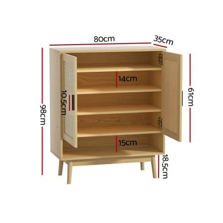 Artiss Shoe Rack Cabinet Rattan 5-tier 20 Pairs Dani - Image 2