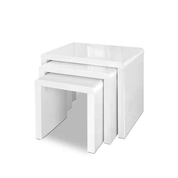 Artiss Nesting Coffee Table Set of 3 Glossy White - Image 2