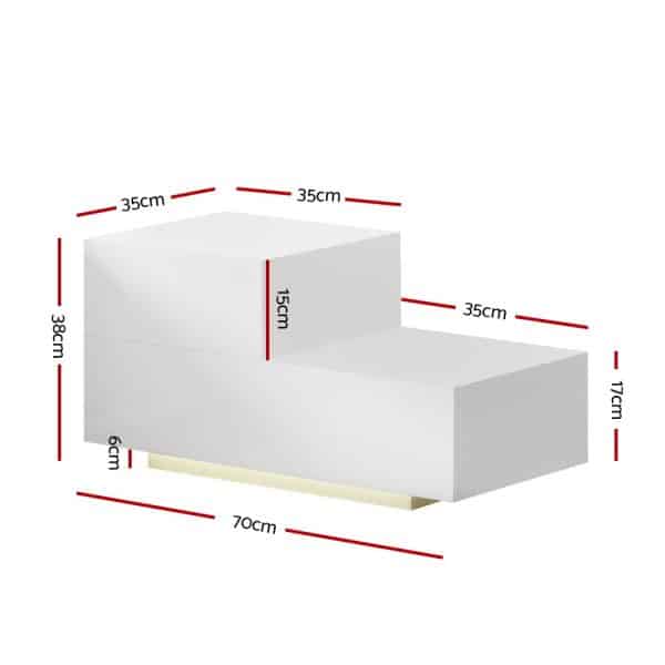 Artiss Bedside Tables LED 2 Drawers - REMI White - Image 2
