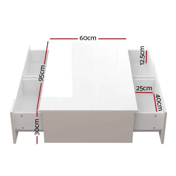 Artiss Coffee Table 4 Drawers White Trevi - Image 2