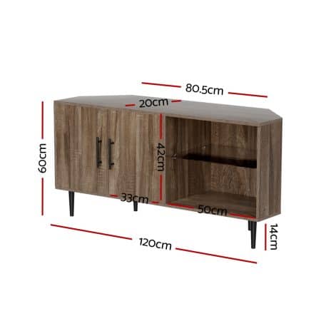 Artiss Corner Entertainment Unit Stand TV Cabinet Open Storage Shelf 120CM - Image 2