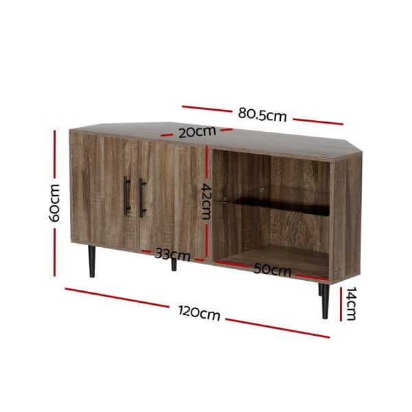 Artiss Corner Entertainment Unit Stand TV Cabinet Open Storage Shelf 120CM - Image 2
