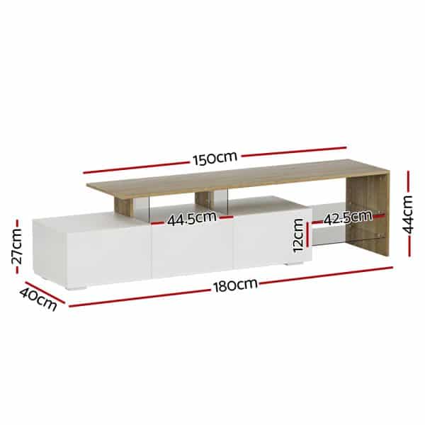 Artiss TV Cabinet Entertainment Unit 180cm Wood White James - Image 2