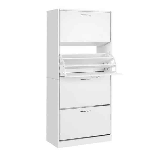 Artiss Shoe Rack Cabinet 60 Pairs 4 Doors - White
