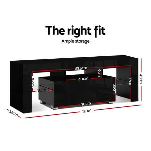 Artiss Entertainment Unit TV Cabinet LED 130cm Black Elo - Image 2