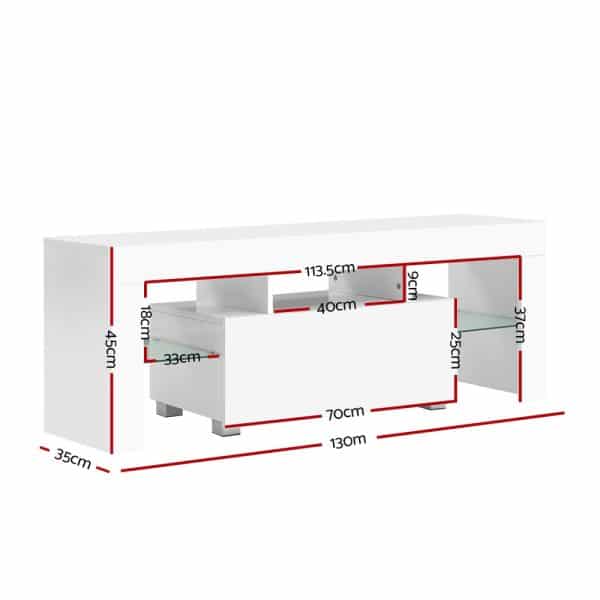 Artiss Entertainment Unit TV Cabinet LED 130cm White Elo - Image 2