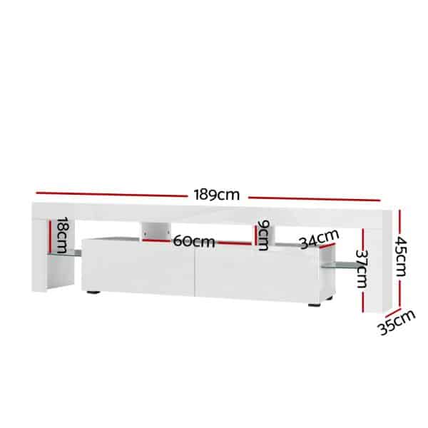 Artiss Entertainment Unit TV Cabinet LED 189cm White Elo - Image 2