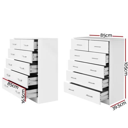 Artiss 6 Chest of Drawers - ANDES White - Image 2