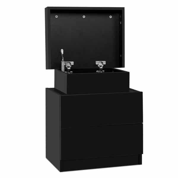 Artiss Bedside Table 2 Drawers Lift-up Storage - COLEY Black