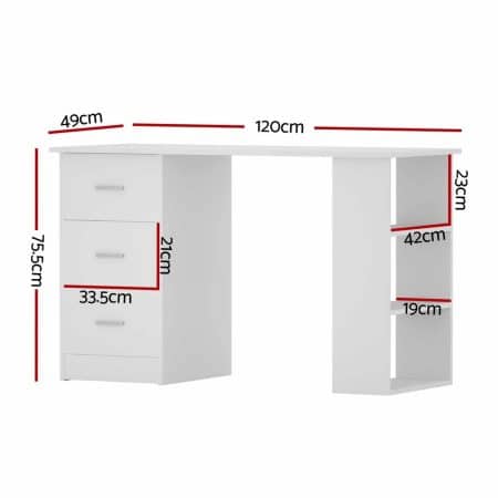 Artiss Computer Desk Drawer Shelf Cabinet White 120CM - Image 2