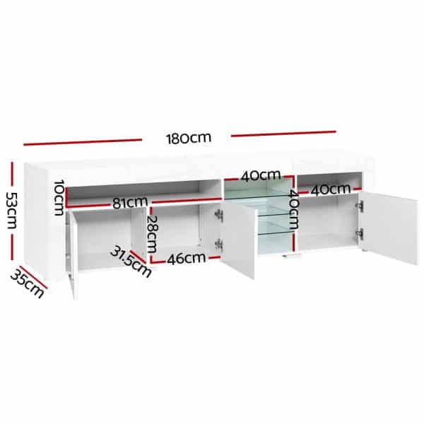 Artiss Entertainment Unit TV Cabinet LED 180cm White Bobi - Image 2