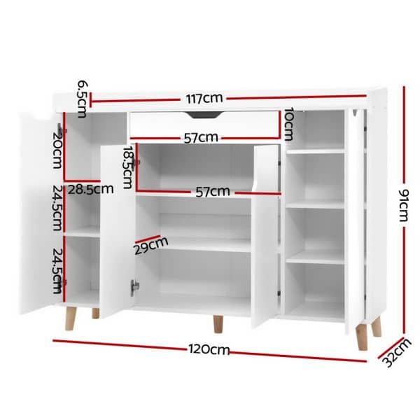 Artiss Shoe Rack Cabinet 26 Pairs Adjustable White Cissy - Image 2