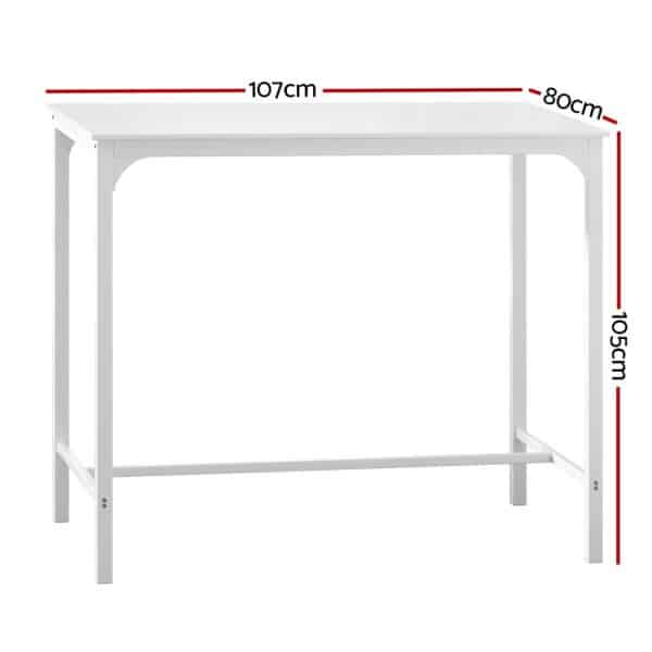 Artiss Bar Table Dining Desk High Kitchen Shelf Metal Legs Cafe Pub White - Image 2