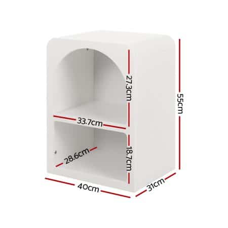 Artiss Bedside Table Shelves Side End Table Storage Nightstand White ARCHED - Image 2