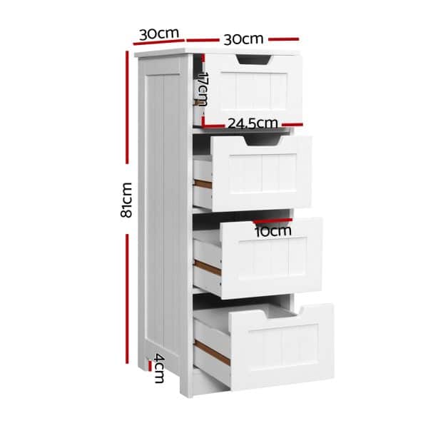 Artiss 4 Chest of Drawers - LEESA White - Image 2
