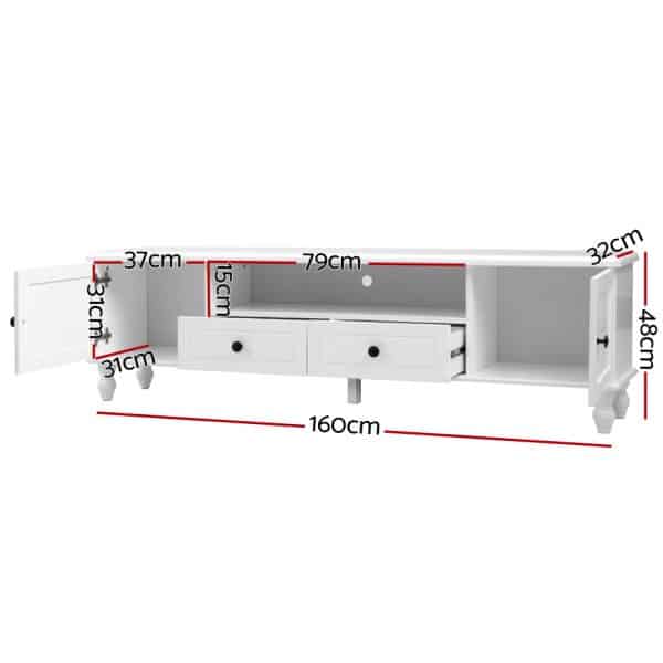 Artiss TV Cabinet Entertainment Unit 160cm White Kubi - Image 2