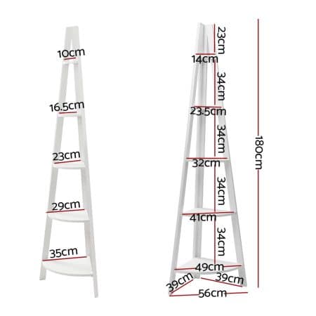 Artiss Bookshelf Corner Shelf 5 Tiers - CANE White - Image 2