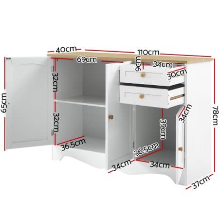 Artiss Buffet Sideboard 3 Doors - BERNE White - Image 2