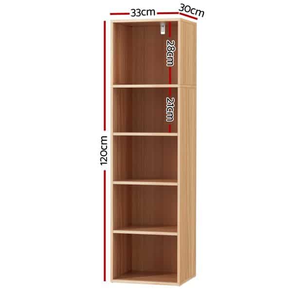 Artiss Bookshelf 5 Tiers MILO Pine - Image 2