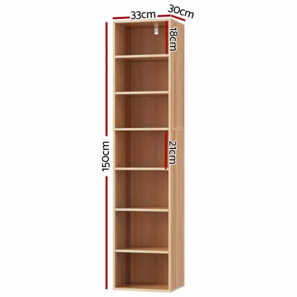Artiss Bookshelf 7 Tiers MILO Pine - Image 2