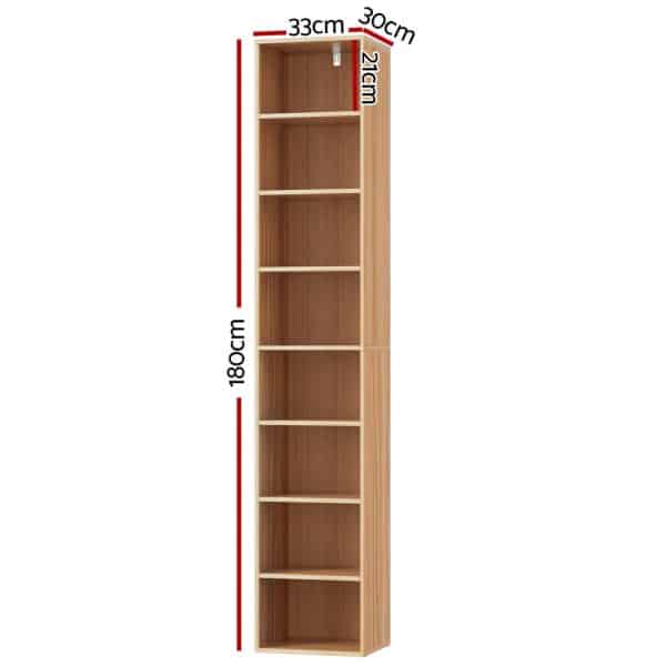 Artiss Bookshelf 8 Tiers MILO Pine - Image 2