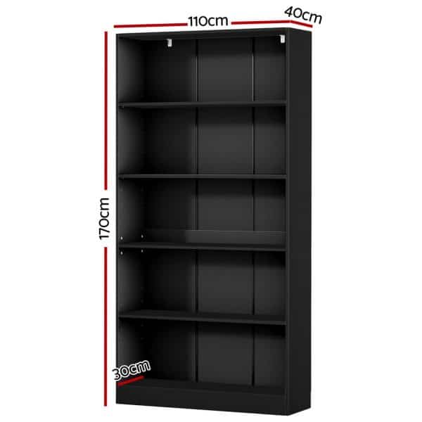 Artiss Bookshelf 5 Tiers ANTON Black - Image 2