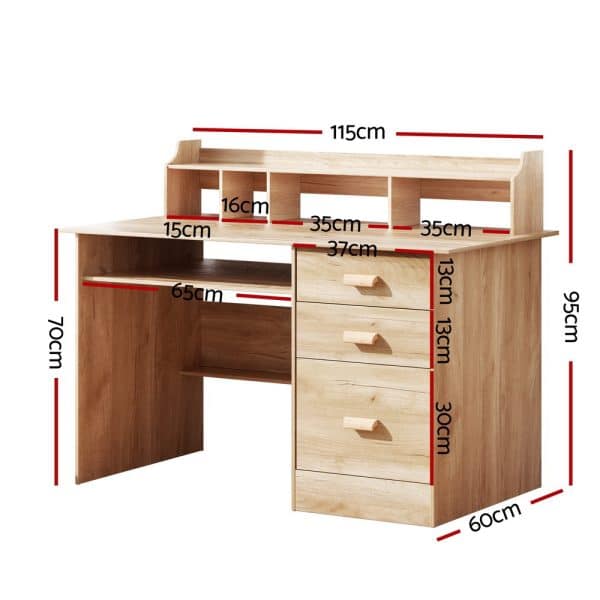 Artiss Computer Desk Office Study Desks Table Shelf Drawer - Image 2