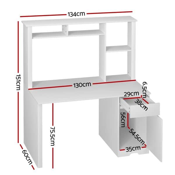 Artiss Computer Desk Office Study Desks Table Drawer Bookshelf Cabinet - Image 2