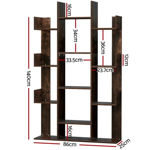 Artiss Tree-Shaped Bookshelf ROMI Walnut - Image 2