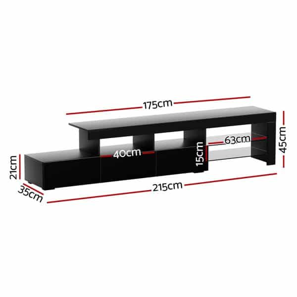 Artiss Entertainment Unit TV Cabinet LED 215cm Black Caya - Image 2