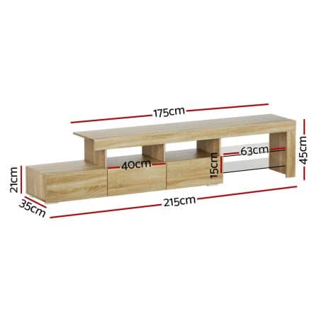 Artiss Entertainment Unit TV Cabinet LED 215cm Pine Caya - Image 2